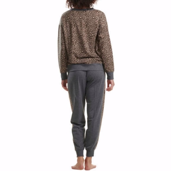 NWT SPLENDID Leopard Print Two Piece Lounger Pajama Jogger Set - Picture 3 of 3